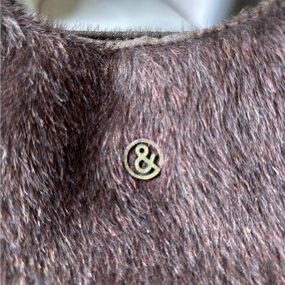 Ampersand Y2K Faux Fur Studded Shoulder Bag Brown Boho - Picture 2 of 13